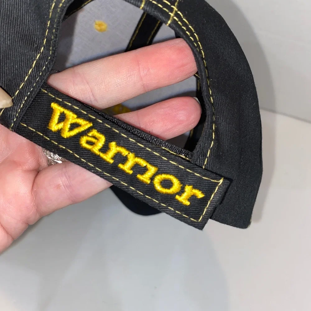 Men’s Warrior Custom Golf Baseball Cap Hat o/s adjustable Black & Yellow - Picture 6 of 7